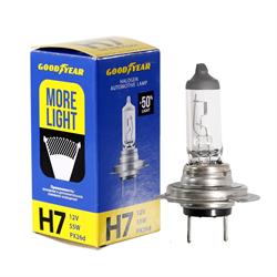 GY017124 GOOD YEAR ЛАМПА АВТОМОБИЛЬНАЯ ГАЛОГЕННАЯ GOODYEAR Н7 12V 55W PX26D MORE LIGHT (В