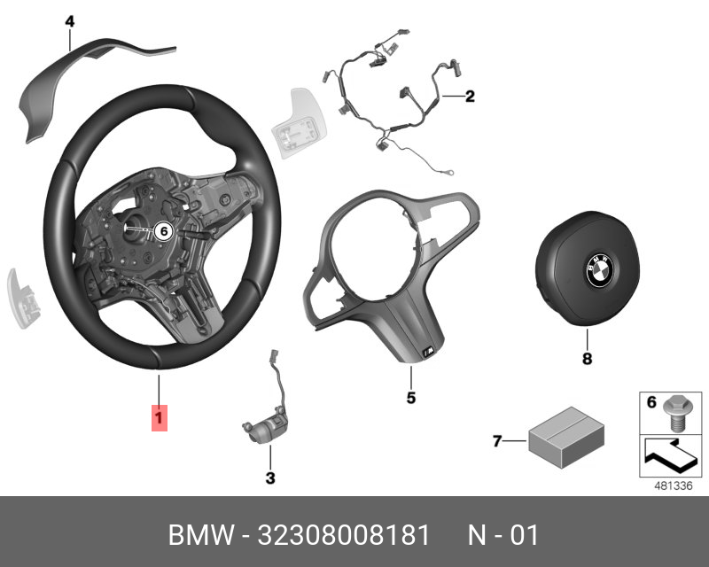 32308008181 BMW Спортивное рулевое колесо M кожа