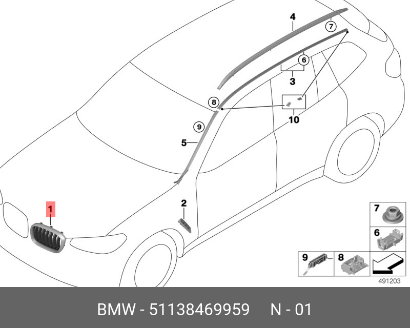 51138469959 BMW Декоративная решетка Л Пд