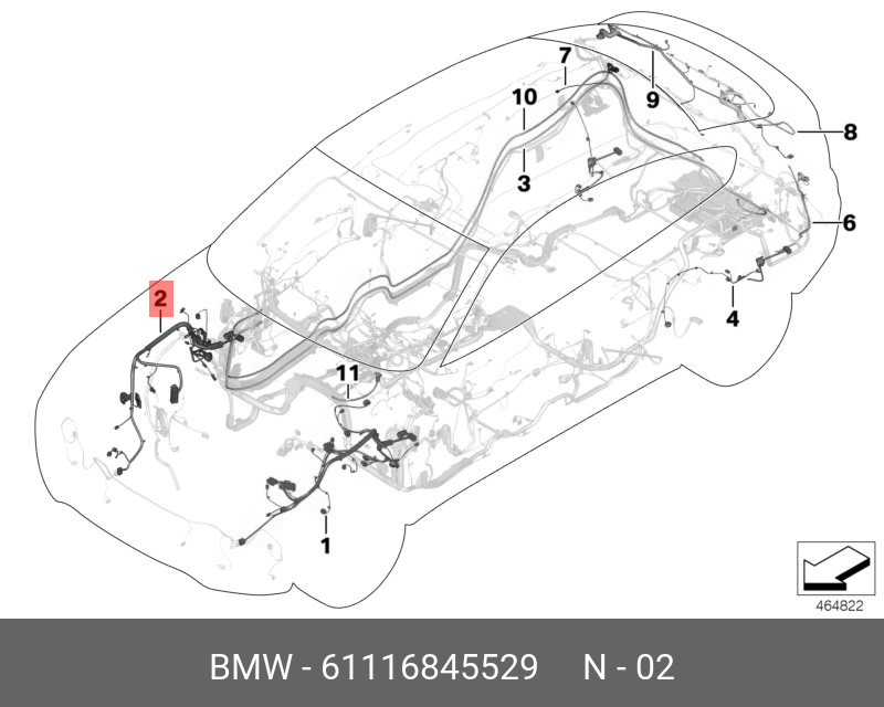 61116845529 BMW Ремонтный пучок проводов П Пд