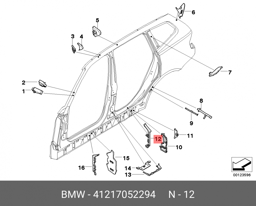 41217052294 BMW Фасонная деталь порога Зд П