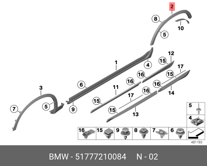 51777210084 BMW Накладка арки колеса П Зд