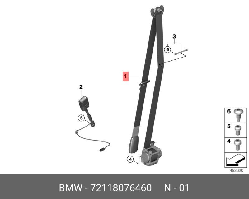 72118076460 BMW Плечевой ремень П Пд