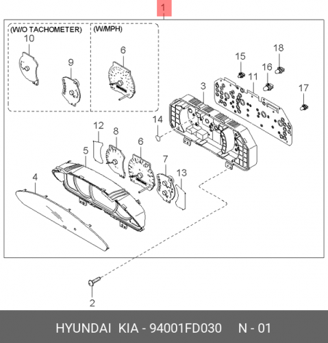 94001-FD030 HYUNDAI KIA Счетчик-комбинир.