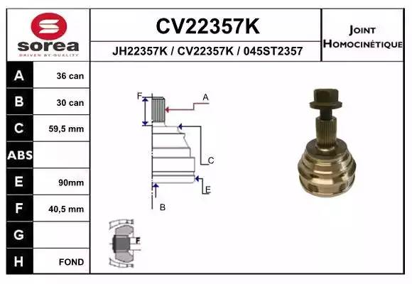 CV22357K EAI ШРУС наружный! 36x30\ VW Golf/Jetta/Touran, Audi A3 2.0i/1.9D 03>