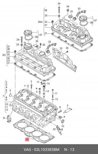 03L103383BM VAG Прокладка гбц