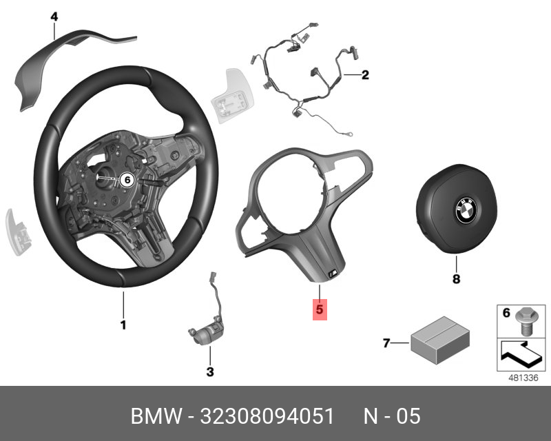 32308094051 BMW Декоративная накладка на рулевое колесо