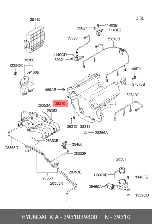 39310-39800 HYUNDAI KIA Датчик угла наклона коленвала