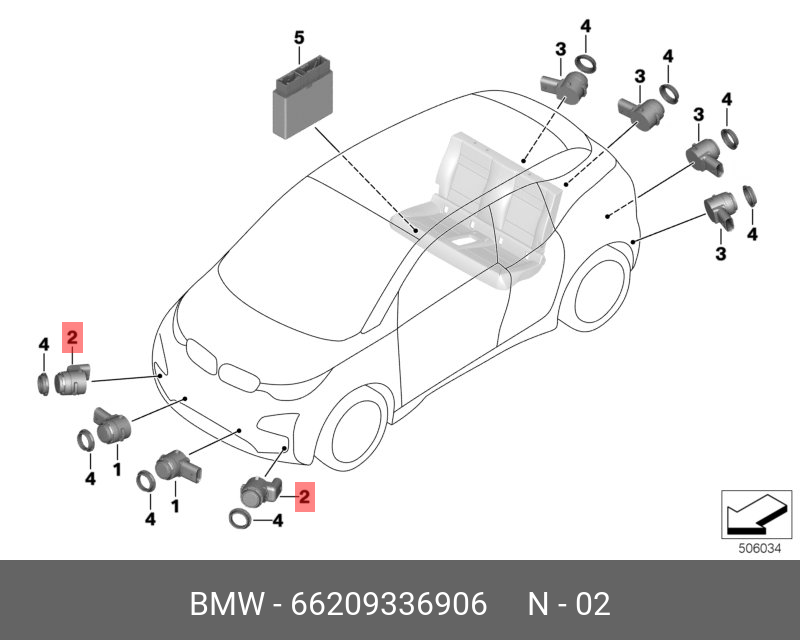 66209336906 BMW Ультразвуковой датчик Mineral серый