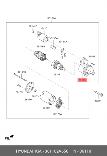 36110-2A650 HYUNDAI KIA Bracket assy-starter,frt