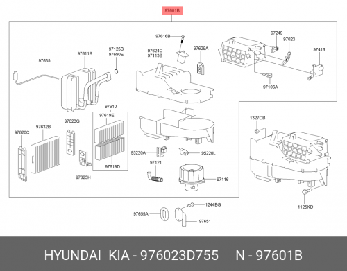 97602-3D755 HYUNDAI KIA Испаритель и вентилятор