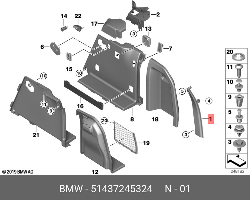 51437245324 BMW Накладка стойки D П Нж
