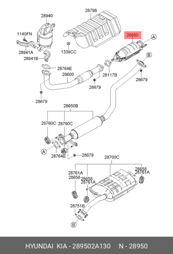 28950-2A130 HYUNDAI KIA Нейтрализатор-отраб. газов каталит.