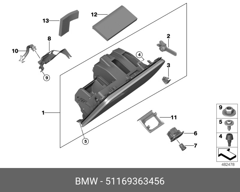 51169363456 BMW Размык.контакт перчаточн.ящик запираемый