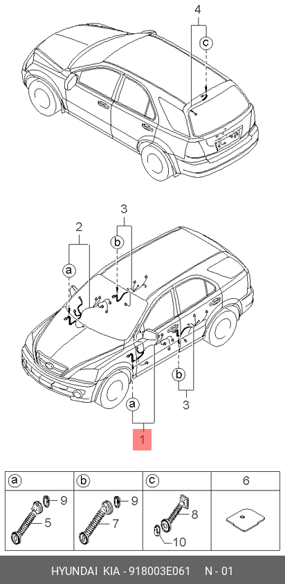 91800-3E061 HYUNDAI KIA Проводка двери, пер