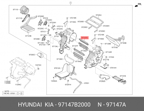 97147-B2000 HYUNDAI KIA Дверь в сборе-антиобледенитель стекла
