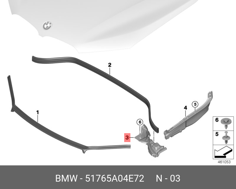 51765A04E72 BMW Крепление уплотнителя П