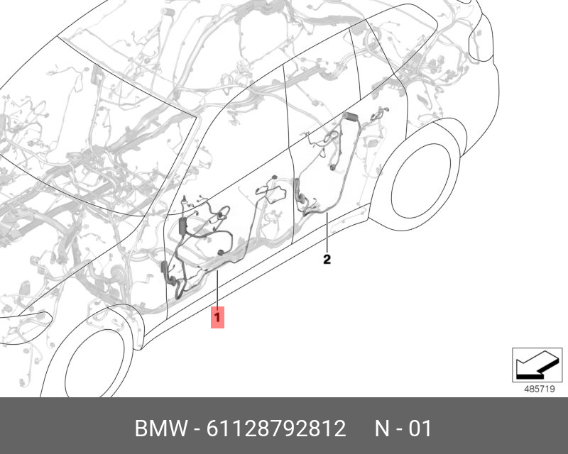 61128792812 BMW Жгут проводов двери пассажира