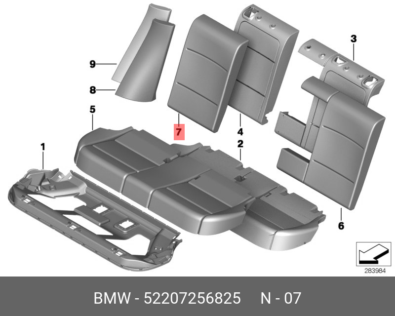 52207256825 BMW Обивка спинки кожа П