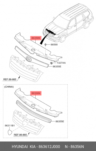 86361-2J000 HYUNDAI KIA Grille guard assy