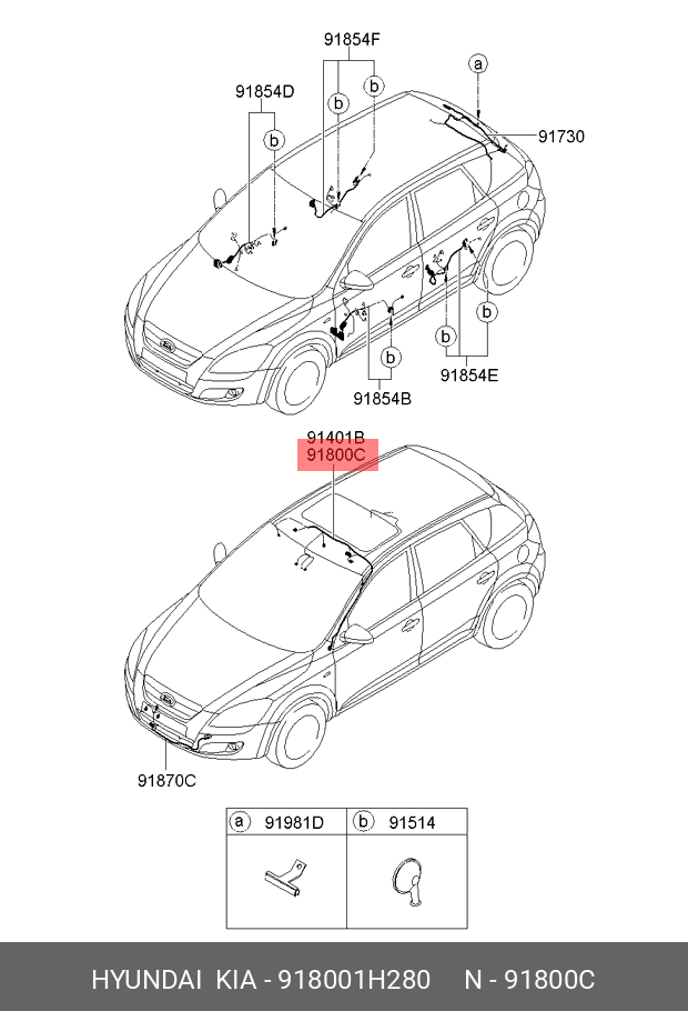 91800-1H280 HYUNDAI KIA Жгут проводов - крыши