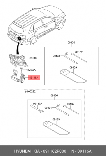 09116-2P000 HYUNDAI KIA Bracket-jack mtg,rr