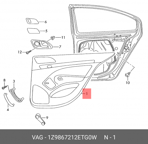 1Z9867212ETG0W VAG Чёрный satinschwarz