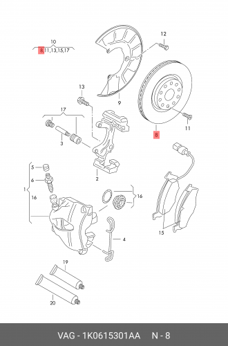 173933 STARKE Диск торм. AUDI A3/VW GOLF V/ JETTAIII/PASSAT 1.6-2.0 2003=>