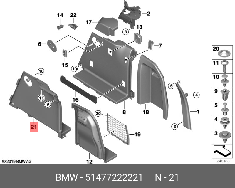 51477222221 BMW Обшивка багажного отделения Л