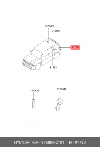 91680-M2101 HYUNDAI KIA Wiring assy-tail gate extn