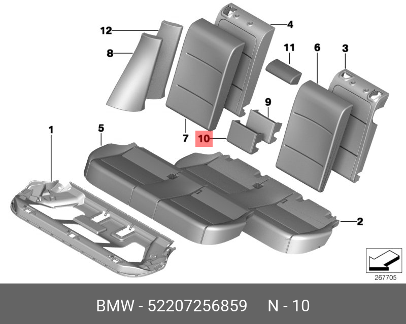 52207256859 BMW Обивка спинки, иск.кожа Ср