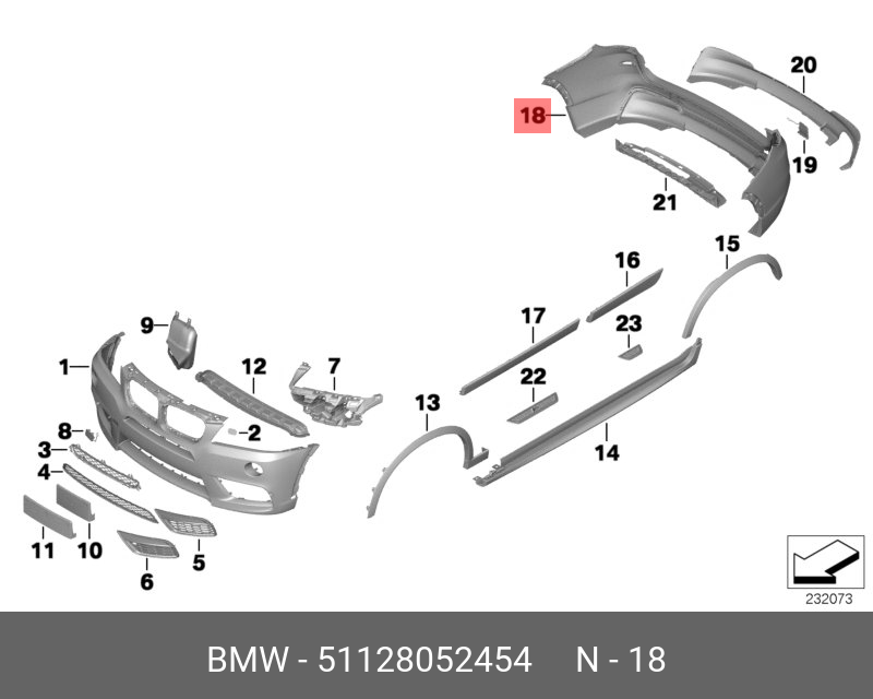 51128052454 BMW Облицовка заднего бампера,загрунтован.