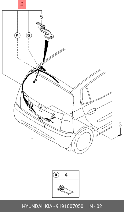 91910-07050 HYUNDAI KIA Wiring assy-tail gate extn