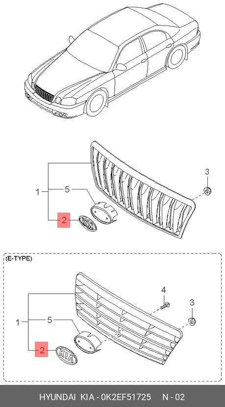 0K2EF-51725 HYUNDAI KIA Орнамент-kia