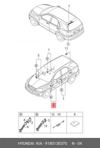 91801-3E070 HYUNDAI KIA Проводка двери, пер