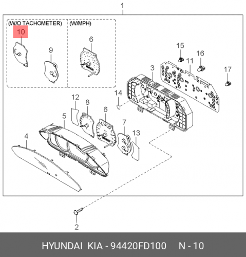 94420-FD100 HYUNDAI KIA Temp meter assy