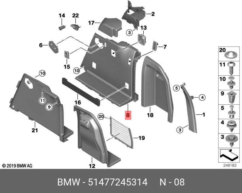 51477245314 BMW Обшивка багажного отделения П