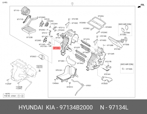 97134-B2000 HYUNDAI KIA Case-heater &| evaporator,lh