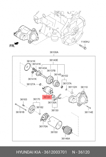 36120-03701 HYUNDAI KIA Тяговое реле стартера