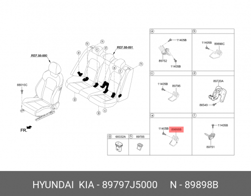 89797-J5000 HYUNDAI KIA Bracket assy-child lwr anchor,lh