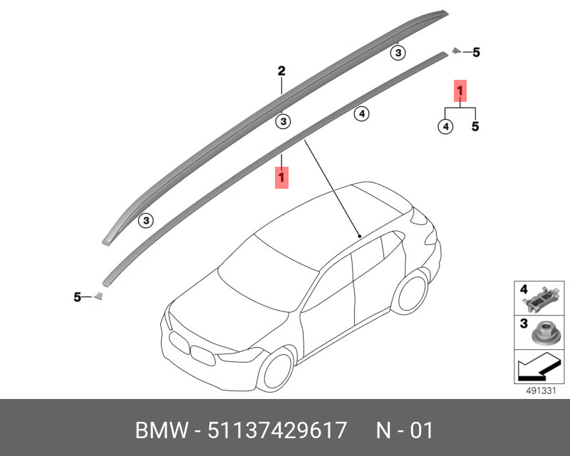 51137429617 BMW Декоративная планка крыши Л