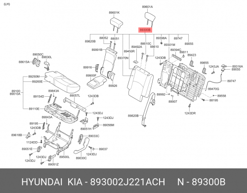 89300-2J221-ACH HYUNDAI KIA Спинка в сборе-задн. сиденье