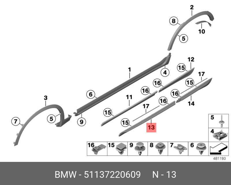 51137220609 BMW Защитная планка Л Пд