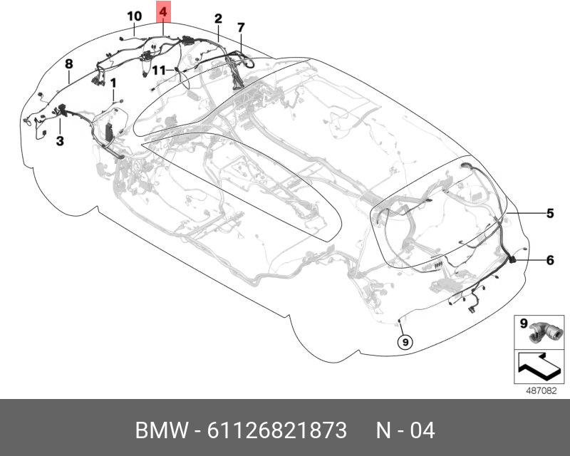 61126821873 BMW Ремонтный пучок проводов П Пд