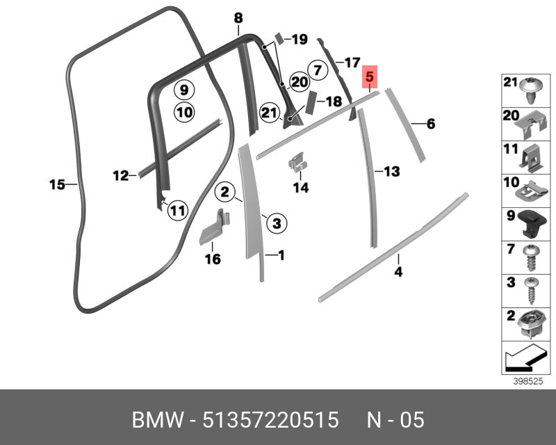51357220515 BMW Накладка оконной рамы двери Л Зд
