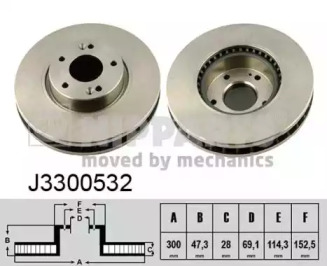 J3300532 NIPPARTS Диск тормозной HYUNDAI i30 07- R16'/KIA CEED 12- передний вент.D 300мм.
