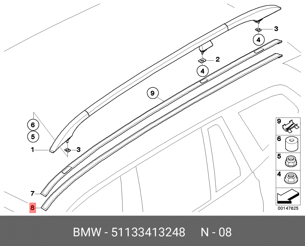 51133413248 BMW Декоративная планка крыши загрунт. П