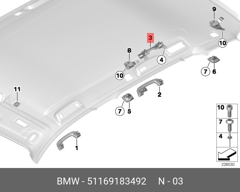 51169183492 BMW Держатель на заднем поручне П