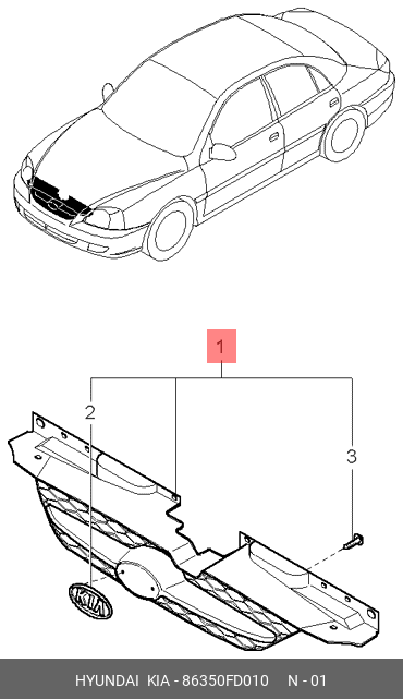 86350-FD010 HYUNDAI KIA Решетка-радиатор