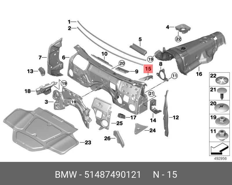 51487490121 BMW Звукоизоляция передней стойки Вх Л